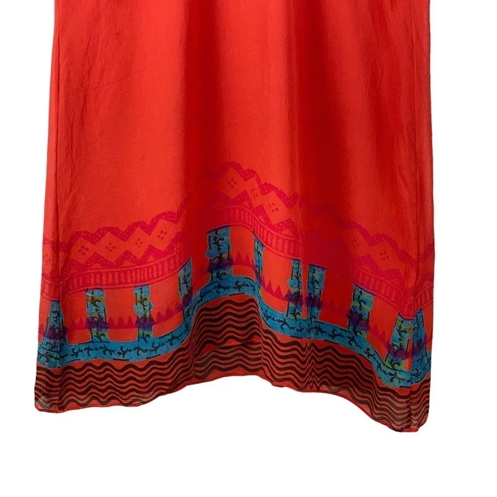 Anthropologie SILK Anupamaa Eastern Sunset Dress Women’s Size S Red Orange